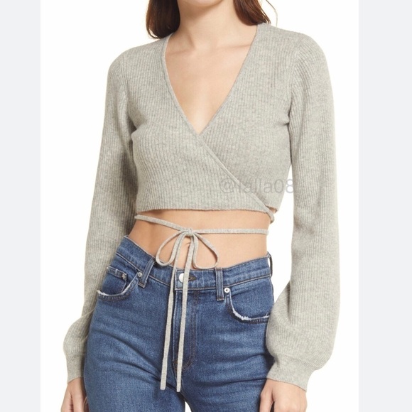 Reformation Remus cashmere wrap sweater gray - Picture 3 of 10